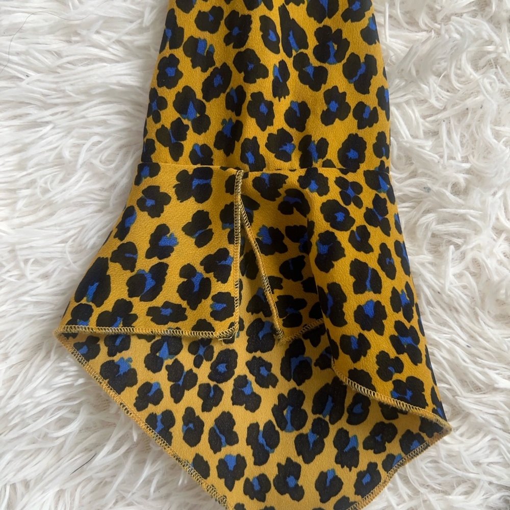 Leopard Animal Print High-Low Ruffle Dress Night Out Maximalist Party Girl S - Picture 10 of 12